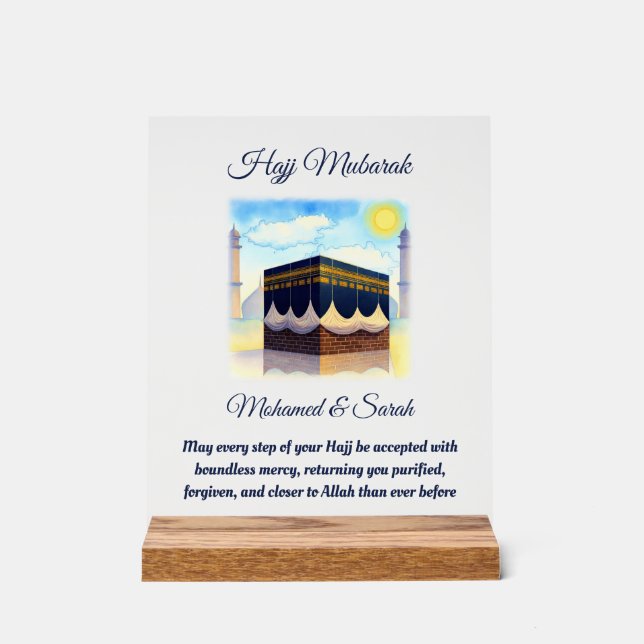 Hajj Mubarak Personalised Islamic Gifts Acrylic Sign (Front)