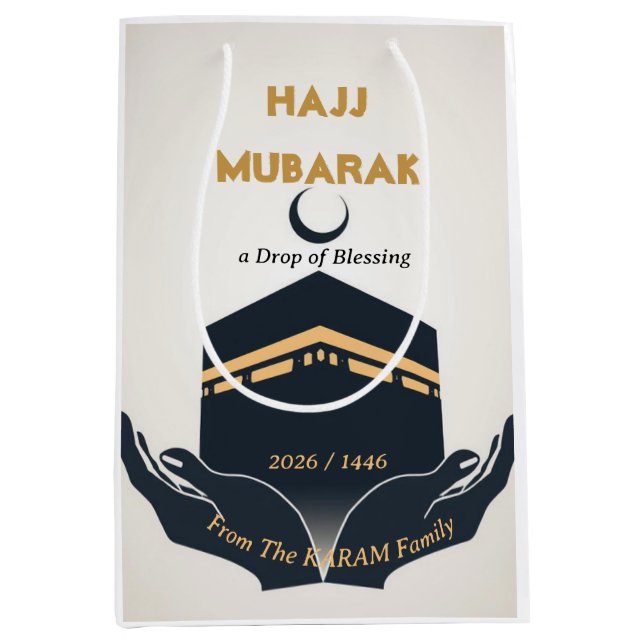 Hajj Mubarak Personalised  Medium Gift Bag (Front)