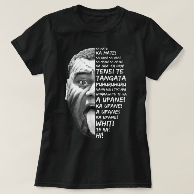 Haka New Zealand Maori New Zealand Fans Rugby  T-Shirt (Design Front)