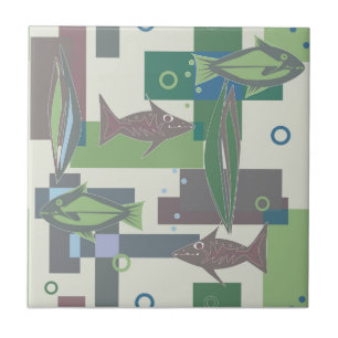 Hakki ornament with fish. tile
