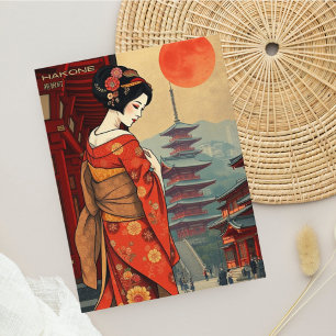 Hakone Japan maiko geisha vintage retro Postcard