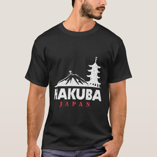 Hakuba Japan Ski Resort Retro Skiing Snowboarding  T-Shirt (Front)