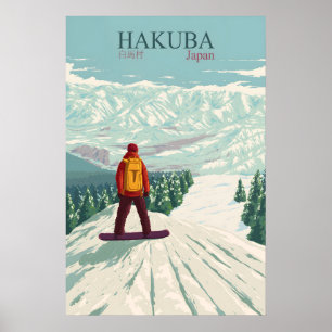 Hakuba Japan Snowboarding Travel Poster