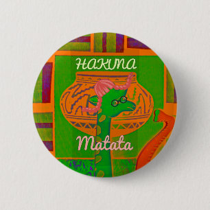Hakuna Giraffe Art Print 6 Cm Round Badge