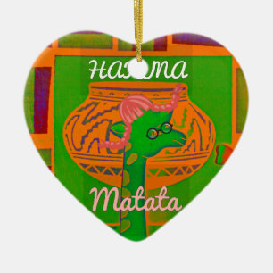 Hakuna Giraffe Art Print Ceramic Tree Decoration
