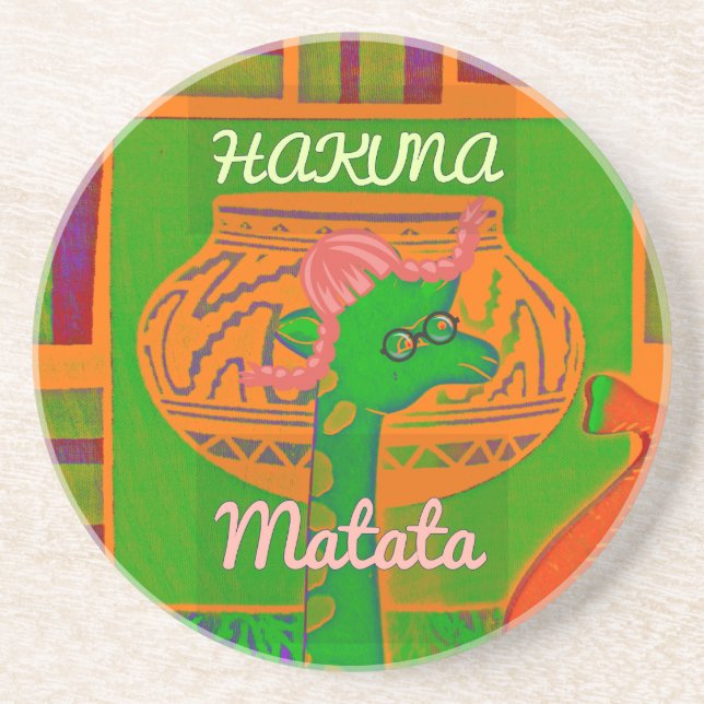 Hakuna Giraffe Art Print Coaster (Front)