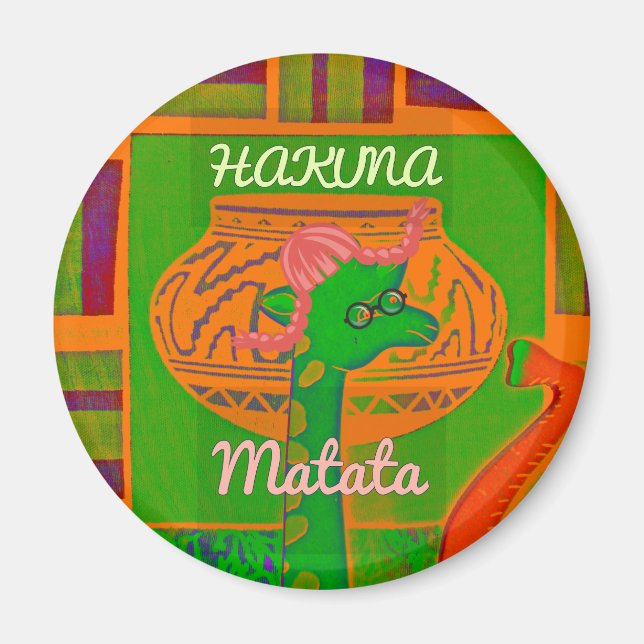 Hakuna Giraffe Art Print Magnet (Front)