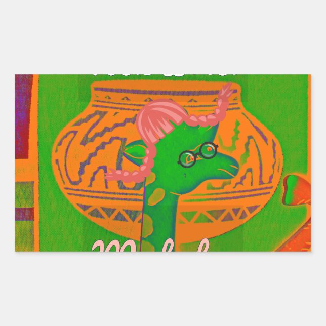 Hakuna Giraffe Art Print Rectangular Sticker (Front)