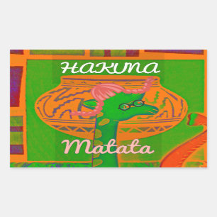 Hakuna Giraffe Art Print Rectangular Sticker