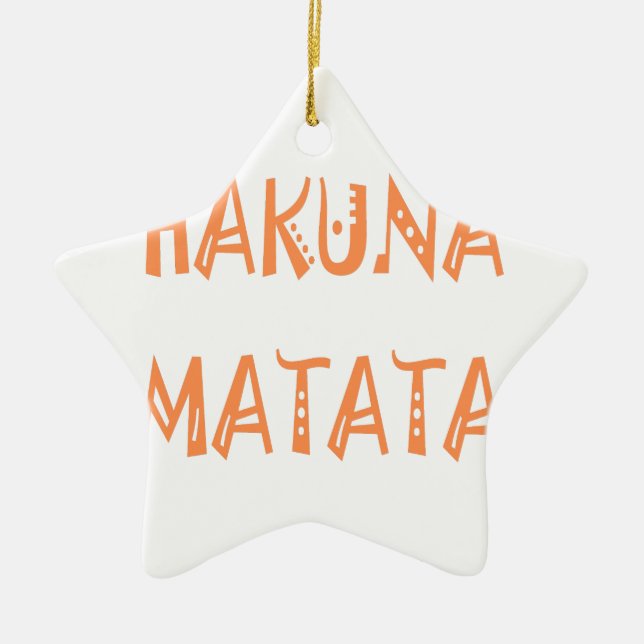 Hakuna Matata – African Tribal Text Art Ceramic Tree Decoration (Front)