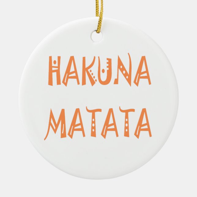 Hakuna Matata – African Tribal Text Art Ceramic Tree Decoration (Front)