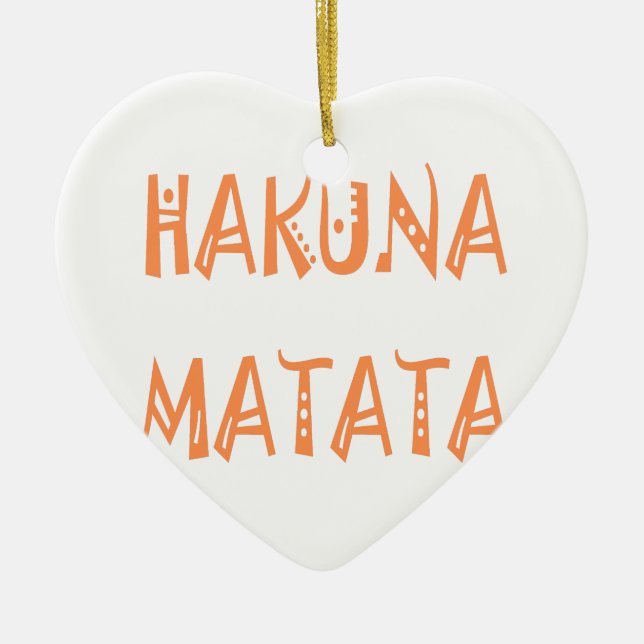 Hakuna Matata – African Tribal Text Art Ceramic Tree Decoration (Front)