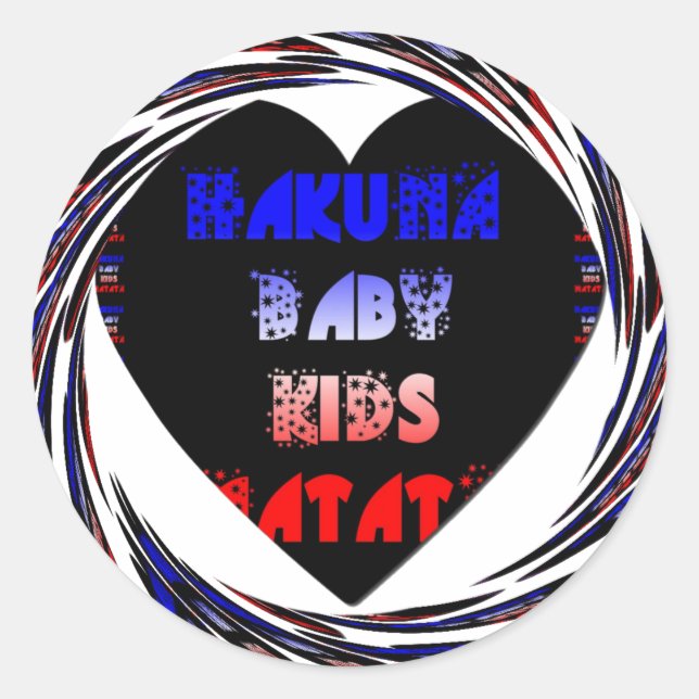 "Hakuna Matata" Baby Kids Design Classic Round Sticker (Front)