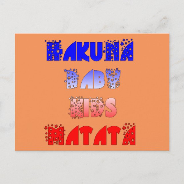 Hakuna Matata Baby & Kids: French Colour Design Postcard (Front)