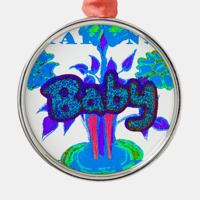 Hakuna Matata Baby Kids: Vibrant Art, Flowers & "N Metal Tree Decoration (Front)