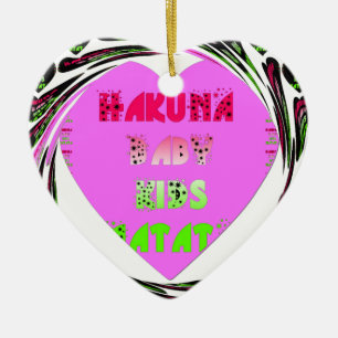 "Hakuna Matata" Baby Pink Heart - Global inspired Ceramic Tree Decoration