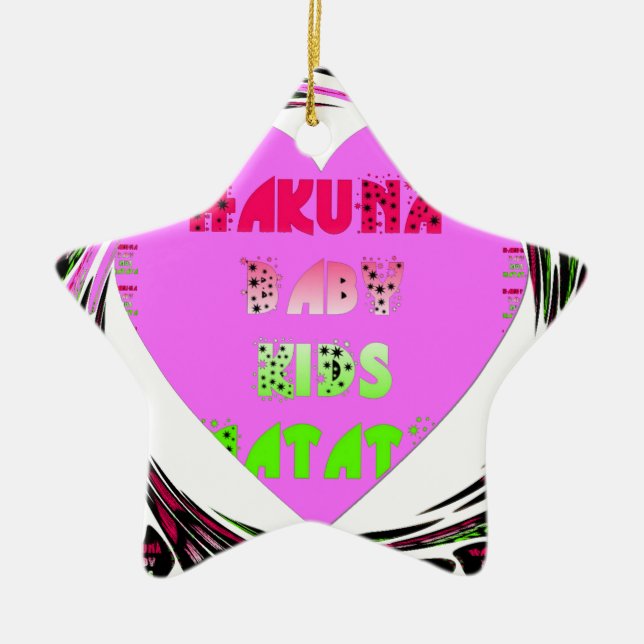 "Hakuna Matata" Baby Pink Heart  - Global inspired Ceramic Tree Decoration (Front)