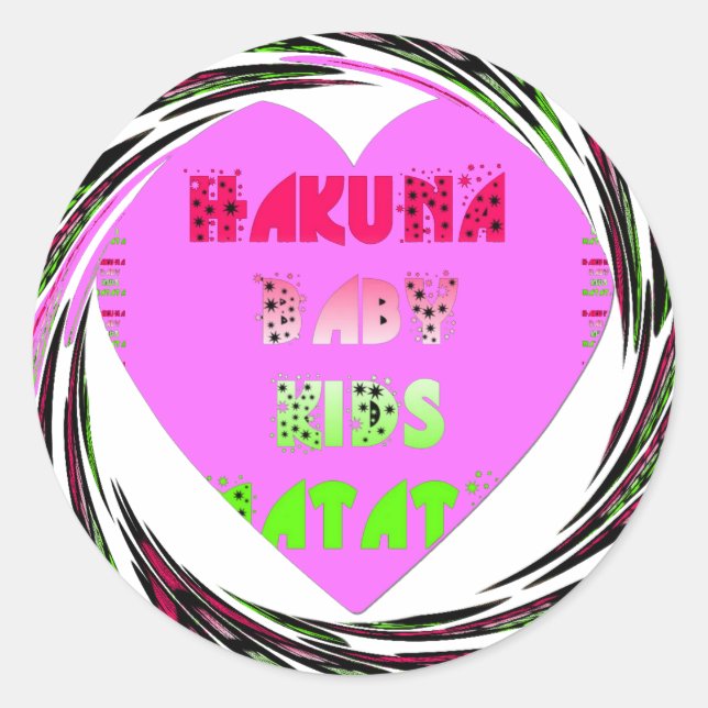 "Hakuna Matata" Baby Pink Heart  - Global inspired Classic Round Sticker (Front)