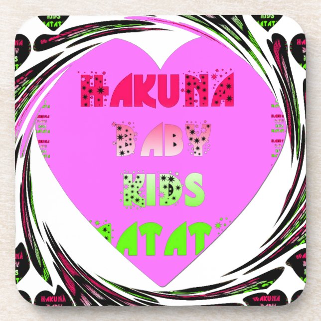 "Hakuna Matata" Baby Pink Heart  - Global inspired Coaster (Front)