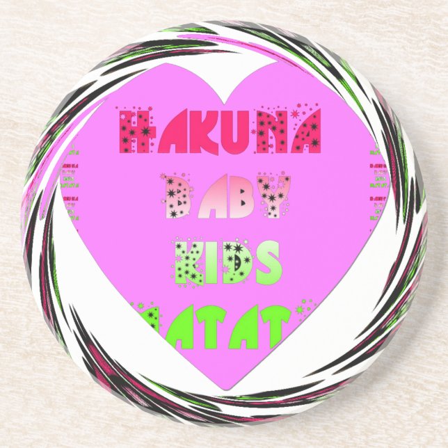 "Hakuna Matata" Baby Pink Heart  - Global inspired Coaster (Front)