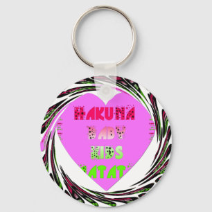 "Hakuna Matata" Baby Pink Heart  - Global inspired Key Ring