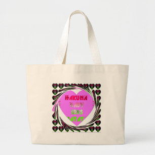 "Hakuna Matata" Baby Pink Heart - Global inspired Large Tote Bag