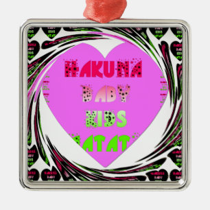 "Hakuna Matata" Baby Pink Heart - Global inspired Metal Tree Decoration