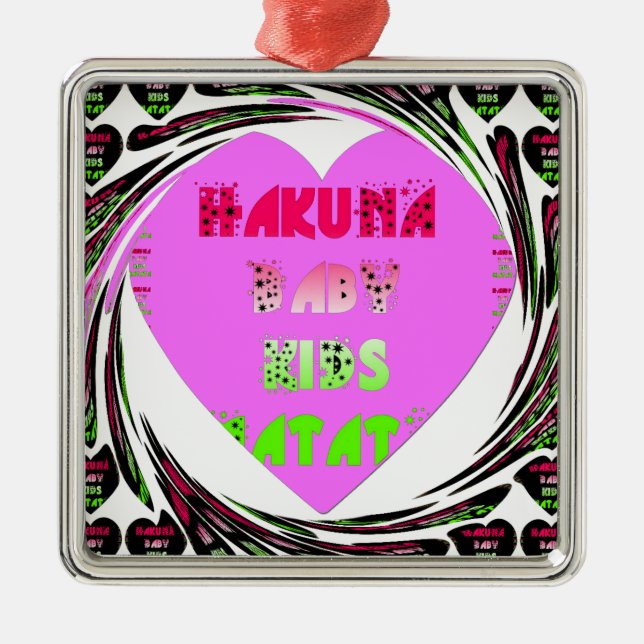 "Hakuna Matata" Baby Pink Heart  - Global inspired Metal Tree Decoration (Front)