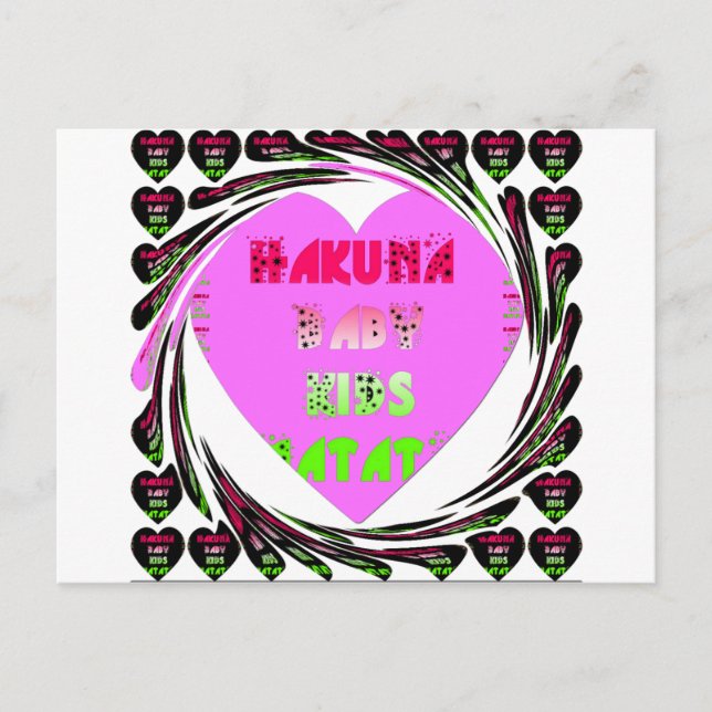 "Hakuna Matata" Baby Pink Heart  - Global inspired Postcard (Front)