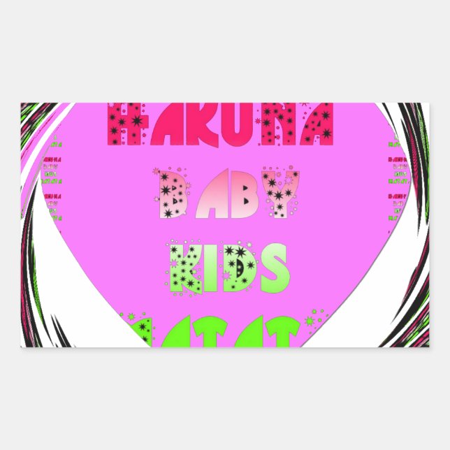 "Hakuna Matata" Baby Pink Heart  - Global inspired Rectangular Sticker (Front)