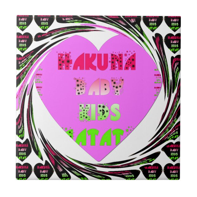 "Hakuna Matata" Baby Pink Heart  - Global inspired Tile (Front)