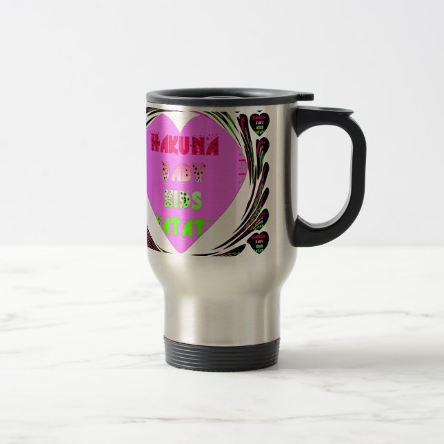 "Hakuna Matata" Baby Pink Heart  - Global inspired Travel Mug (Right)