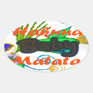 Hakuna Matata Baby.png Oval Sticker