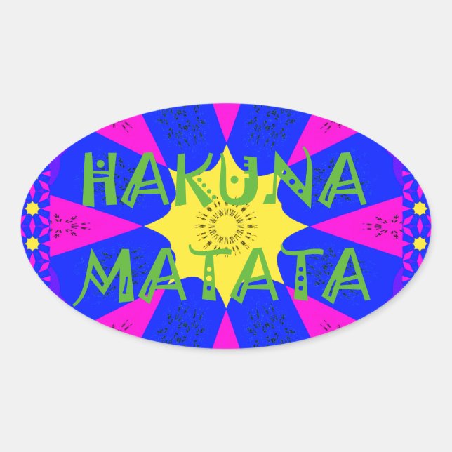 Hakuna Matata Beautiful Amazing Design Colours Oval Sticker (Front)