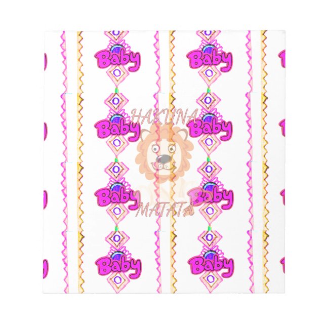 Hakuna Matata: Beautiful Baby Lion Design Motif Notepad (Front)