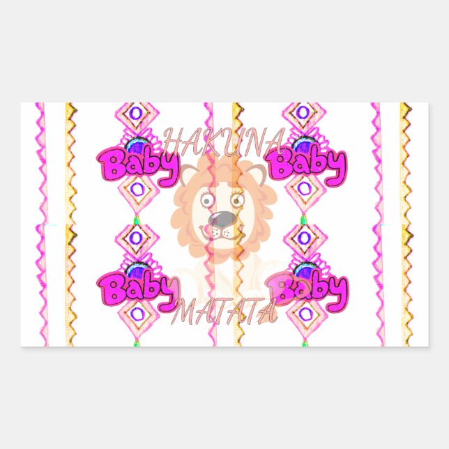 Hakuna Matata: Beautiful Baby Lion Design Motif Rectangular Sticker (Front)