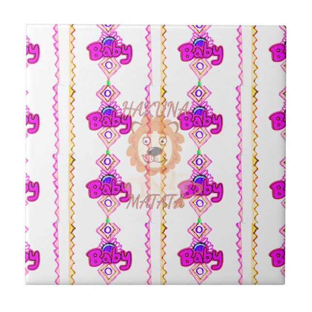 Hakuna Matata: Beautiful Baby Lion Design Motif Tile (Front)