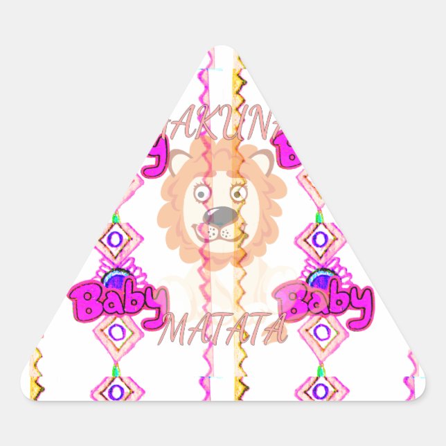 Hakuna Matata: Beautiful Baby Lion Design Motif Triangle Sticker (Front)