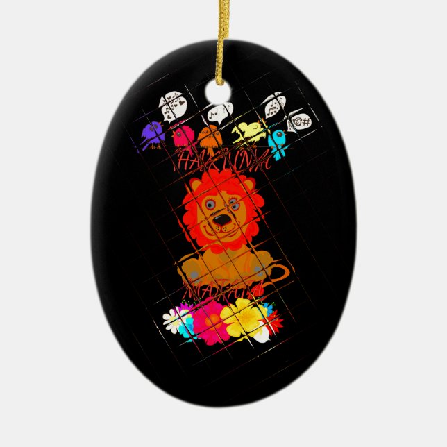 Hakuna Matata cute baby lion king Ceramic Tree Decoration (Front)