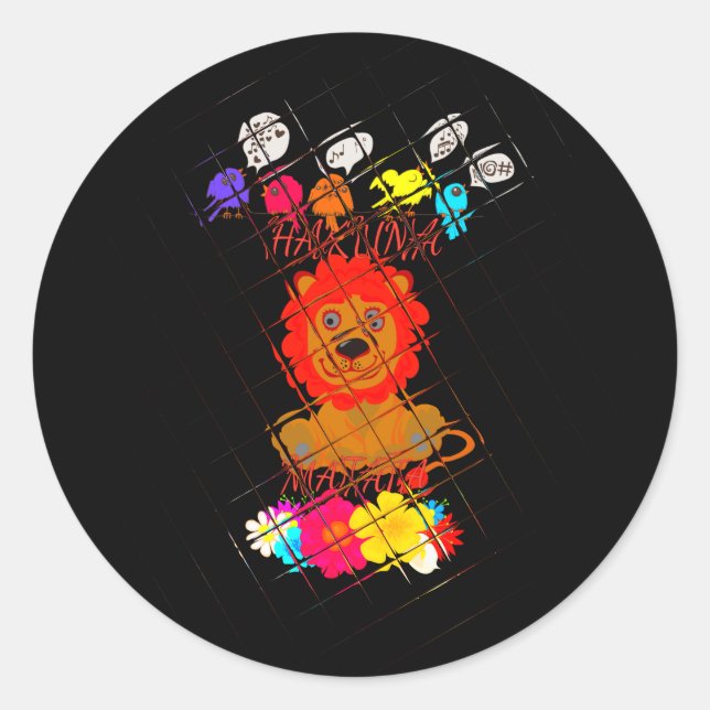 Hakuna Matata cute baby lion king design Classic Round Sticker (Front)