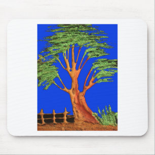 Hakuna Matata Eco Blue Green Acacia Tree. Mouse Mat