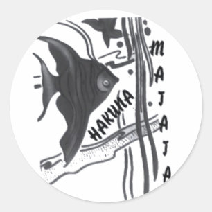 Hakuna Matata Fish Art Print Classic Round Sticker