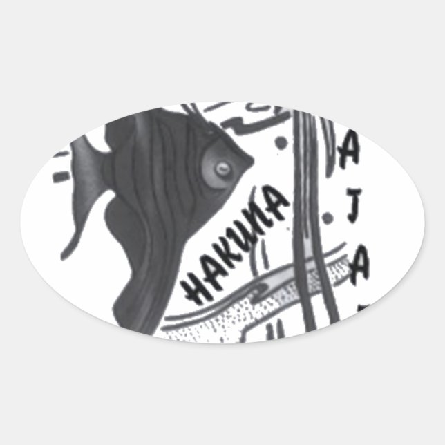 Hakuna Matata Fish Art Print Oval Sticker (Front)