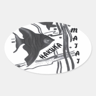 Hakuna Matata Fish Art Print Oval Sticker