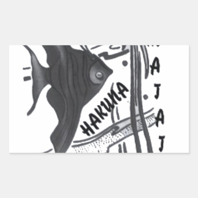 Hakuna Matata Fish Art Print Rectangular Sticker (Front)