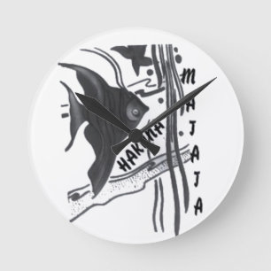 Hakuna Matata Fish Art Print Round Clock