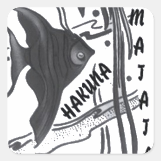 Hakuna Matata Fish Art Print Square Sticker (Front)