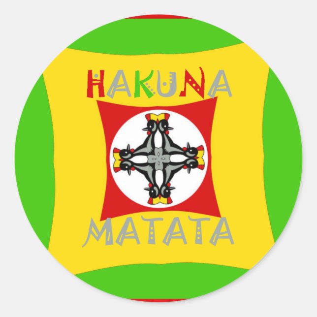 Hakuna Matata Fun Rasta Colours: Vibrant & Carefre Classic Round Sticker (Front)