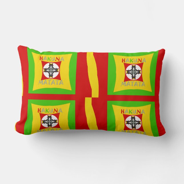 Hakuna Matata Fun Rasta Colours: Vibrant & Carefre Lumbar Cushion (Front)