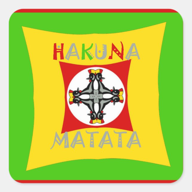 Hakuna Matata Fun Rasta Colours: Vibrant & Carefre Square Sticker (Front)
